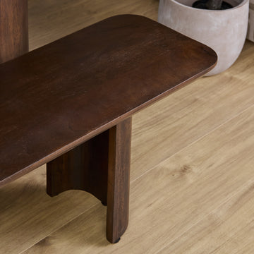 Esszimmerbank – Braunes Mangoholz, Halb Runde Beine, Massives Design 280 cm – Maré | Starfurn