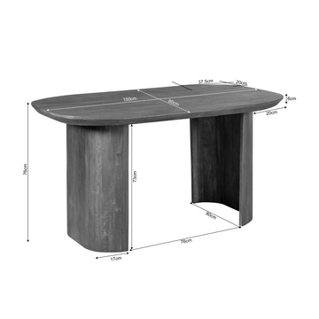 Schreibtisch – Braunes Mangoholz, Halb Runde Beine, Massives Design 150 cm - Maré | Starfurn