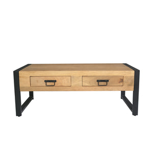 Couchtisch – Mangoholz, Schwarzmetall, Naturfinish – Britt | Starfurn