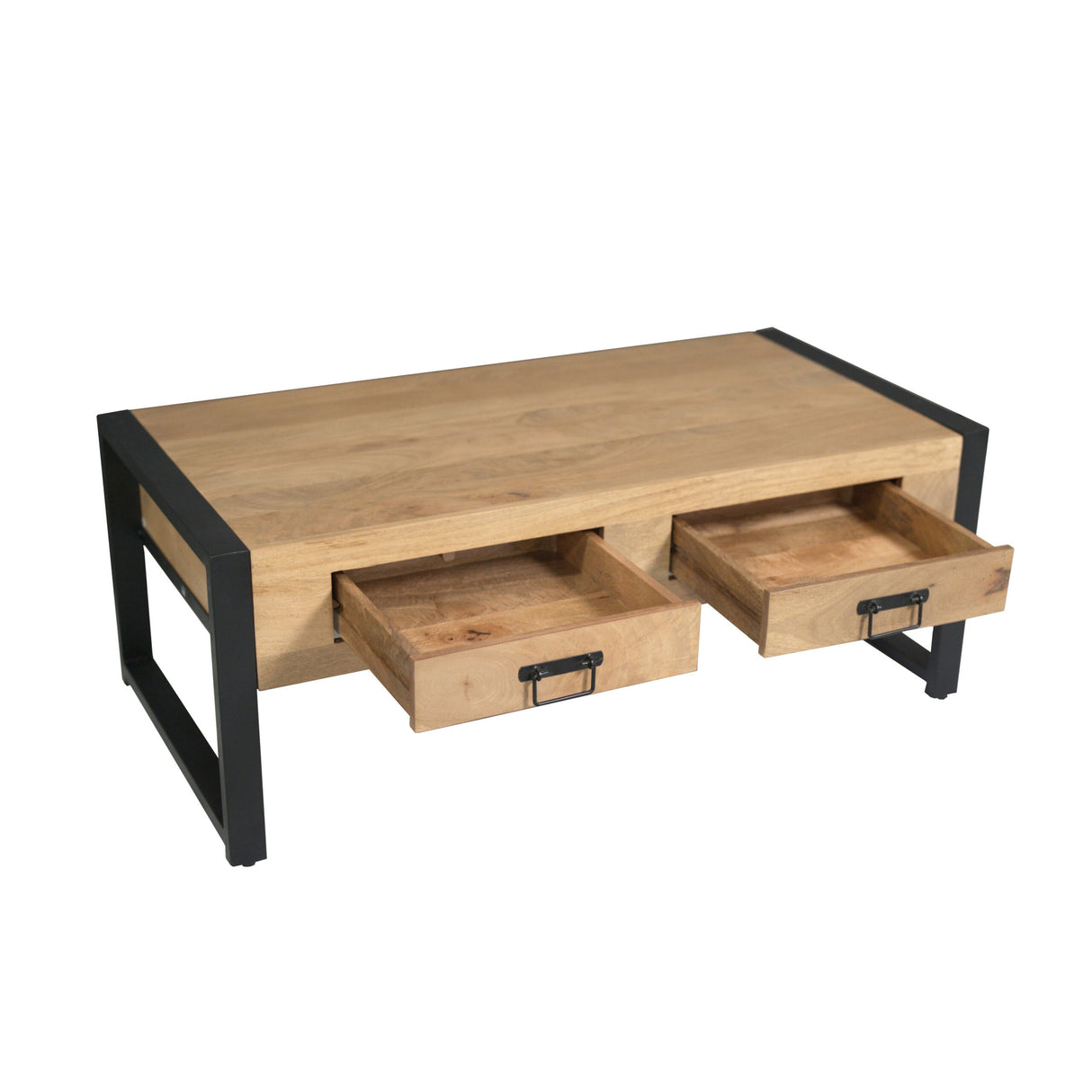 Couchtisch – Mangoholz, Schwarzmetall, Naturfinish – Britt | Starfurn