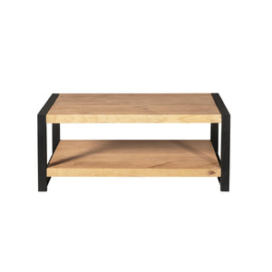 Coffee Table – Mango Wood, Undershelf, Metal Frame – Britt | Starfurn