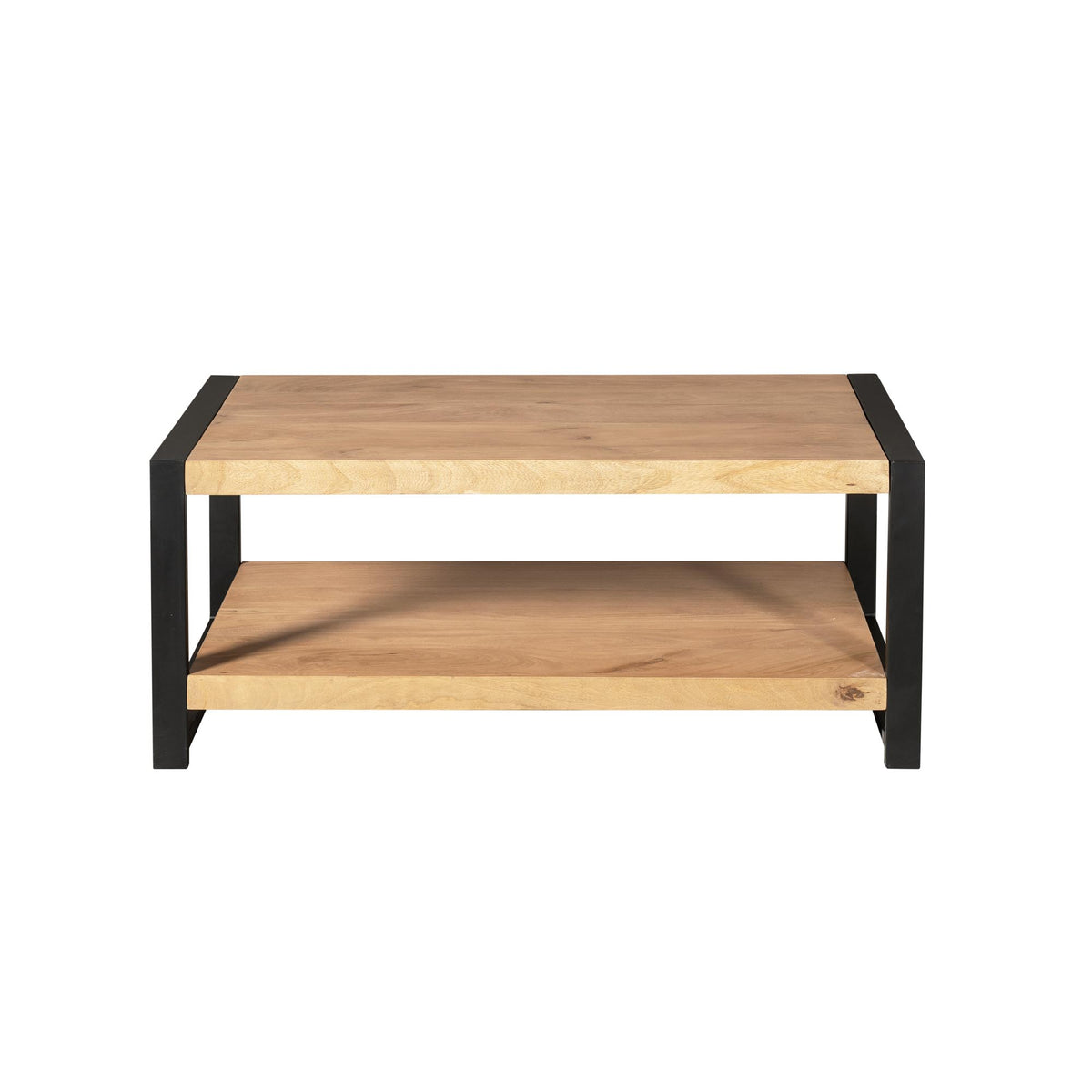 Coffee Table – Mango Wood, Undershelf, Metal Frame – Britt | Starfurn