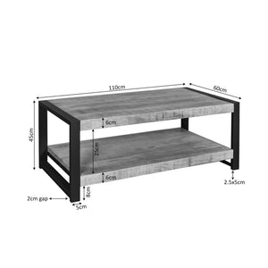 Coffee Table – Mango Wood, Undershelf, Metal Frame – Britt | Starfurn
