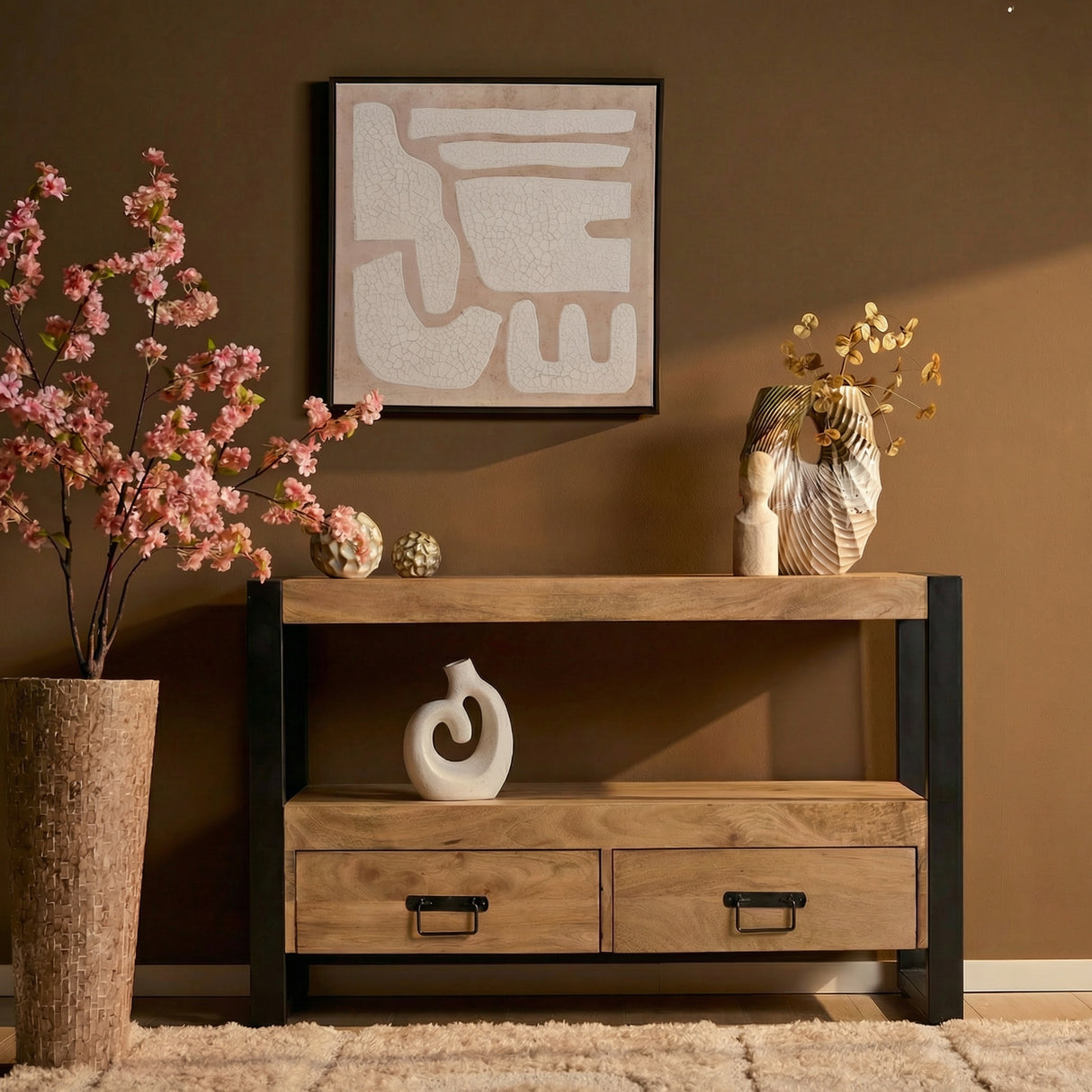 TV-Möbel – Natürliche Oberfläche, Mangoholz Material, Modernes Design – Britt | Starfurn