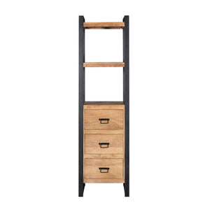 Bücherregal – Mangoholz, Holzstreifen, Metallgestell – Britt | Starfurn