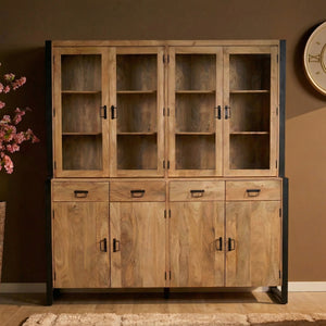 Display Cabinet – Mango Wood, Eight Doors, Four Drawers – Britt | Starfurn