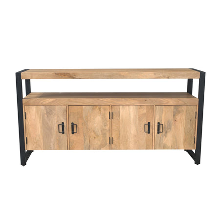 Sideboard – Mangoholz, Schwarzmetall, Holzstreifen - Britt | Starfurn image