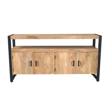 Sideboard – Mangoholz, Schwarzmetall, Holzstreifen – Britt | Starfurn