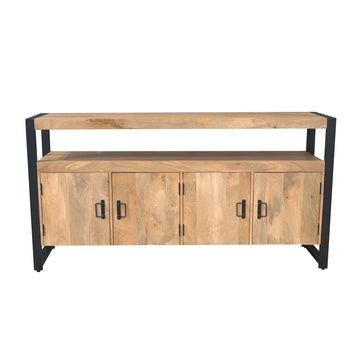 Sideboard – Mangoholz, Schwarzmetall, Holzstreifen - Britt | Starfurn