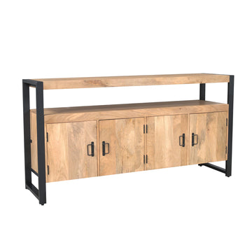 Sideboard – Mangoholz, Schwarzmetall, Holzstreifen - Britt | Starfurn