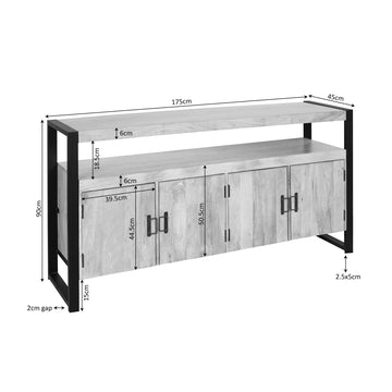 Sideboard – Mangoholz, Schwarzmetall, Holzstreifen - Britt | Starfurn