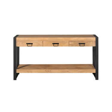 Side Table – Mango Wood, Metal Frame, Drawers – Britt | Starfurn