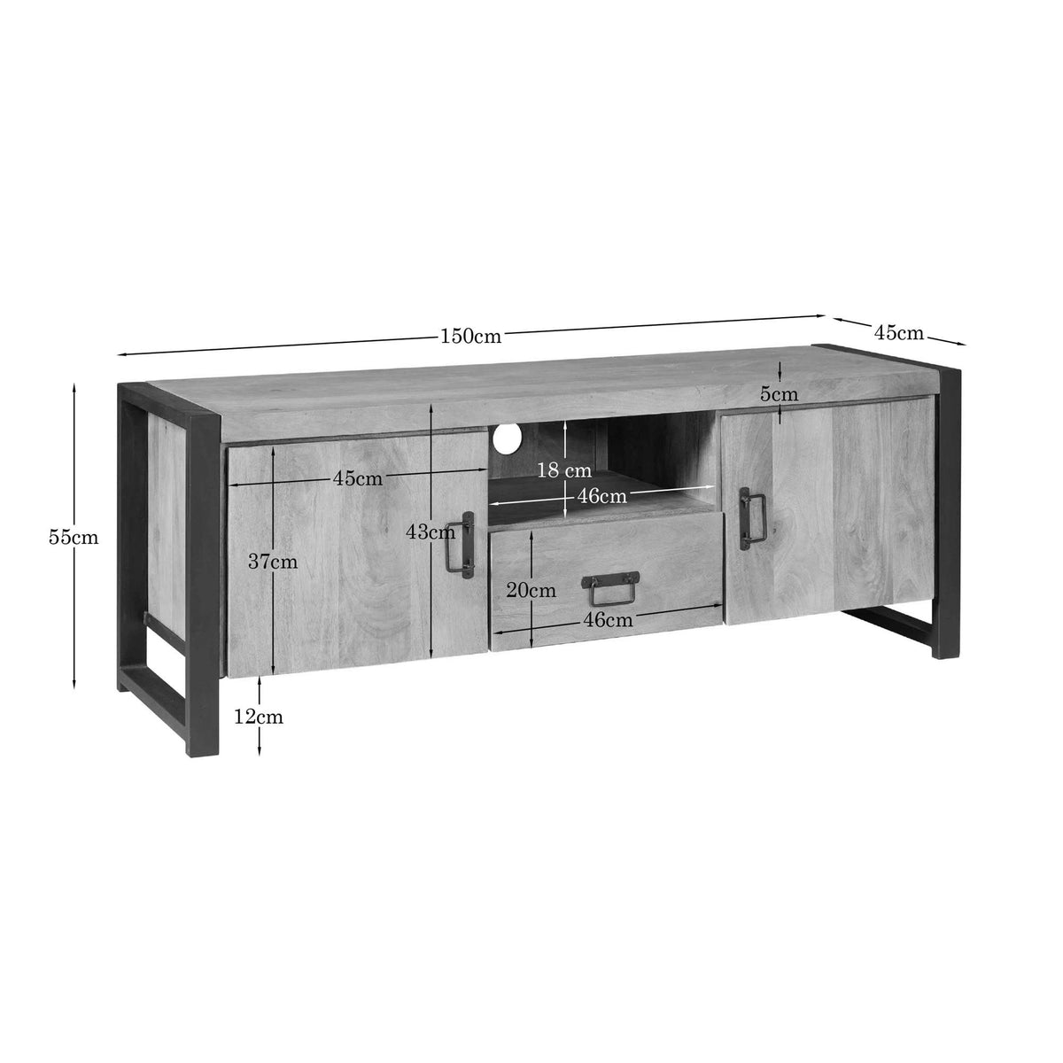 TV Unit – Natural Finish, Mango Wood Material, Modern Design – Britt | Starfurn