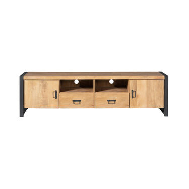 TV Unit – Mango Wood, Metal Frame, Doors and Drawers – Britt | Starfurn