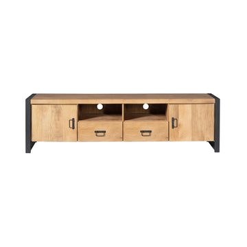 TV Unit – Mango Wood, Metal Frame, Doors and Drawers – Britt | Starfurn
