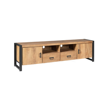 TV Unit – Mango Wood, Metal Frame, Doors and Drawers – Britt | Starfurn