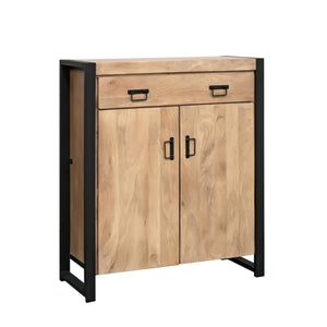 Flurschrank – Mangoholz, Schwarzmetall, Naturfinish – Britt | Starfurn