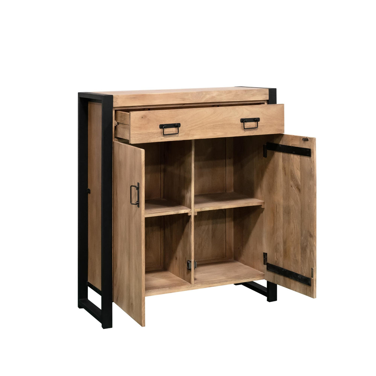 Flurschrank – Mangoholz, Schwarzmetall, Naturfinish – Britt | Starfurn