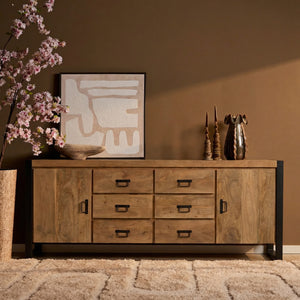 Sideboard - Mango wood body, metal frame, natural finish - Britt | Starfurn