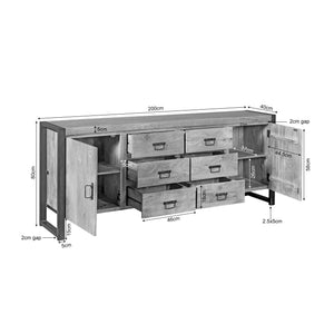 Sideboard - Mango wood body, metal frame, natural finish - Britt | Starfurn