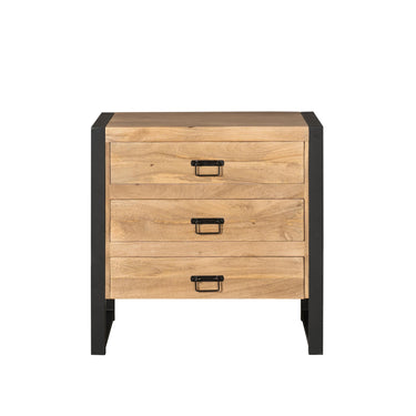 Kommode – Mangoholz, Schwarzmetall, Holzstreifen – Britt | Starfurn