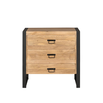 Chest of Drawers – Mango Wood, Black Metal, Wood Strips – Britt | Starfurn