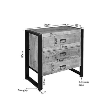 Chest of Drawers – Mango Wood, Black Metal, Wood Strips – Britt | Starfurn