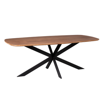 Dining Table – Danish Oval, Mango Wood Finish, Black Metal Frame – Elegance | Starfurn