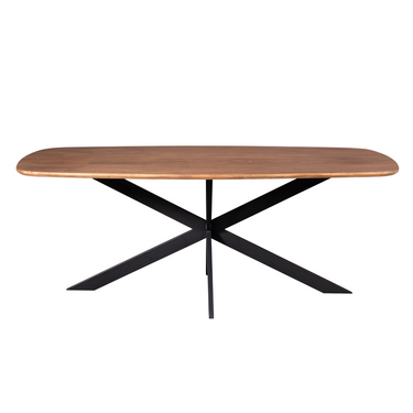 Esszimmertisch – Dänische Ovale, Mangoholz-Finish, Schwarzes Metallgestell – Elegance | Starfurn