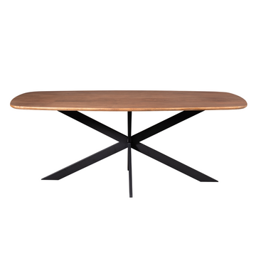 Dining Table – Danish Oval, Mango Wood Finish, Black Metal Frame – Elegance | Starfurn