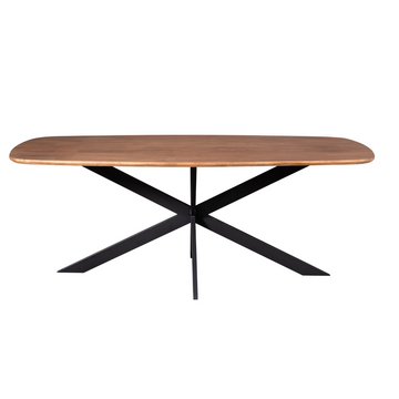 Dining Table - Oval Shape, Mango Wood, Metal Frame – Elegance | Starfurn
