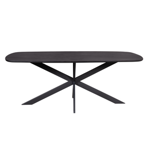 Dining Table – Danish Oval Shape, Mango Wood, Matrix Metal Frame – Elegance | Starfurn