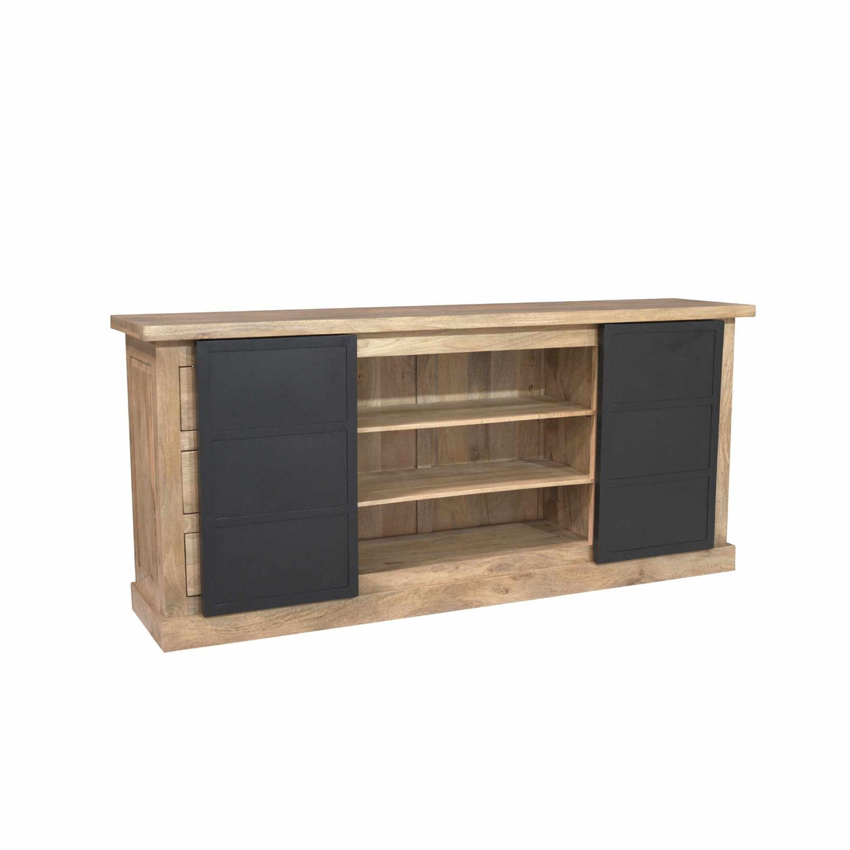 Sideboard – Mango Wood, Wooden Strips, Metal Doors – Noa | Starfurn