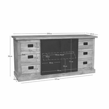 Sideboard – Mangoholz, Holzstreifen, Metalltüren – Noa | Starfurn