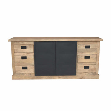 Sideboard – Mangoholz, Holzstreifen, Metalltüren – Noa | Starfurn