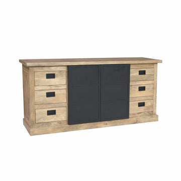 Sideboard – Mangoholz, Holzstreifen, Metalltüren – Noa | Starfurn