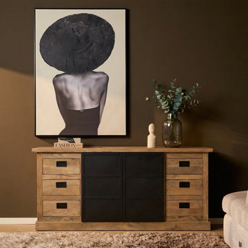 Sideboard – Mangoholz, Holzstreifen, Metalltüren – Noa | Starfurn