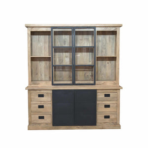 Display Cabinet – Mango Wood Construction, Metal Frame, Modern Design – Noa | Starfurn