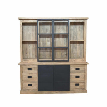 Vitrinenschrank – Mangoholz Konstruktion, Metallrahmen, Modernes Design – Noa | Starfurn