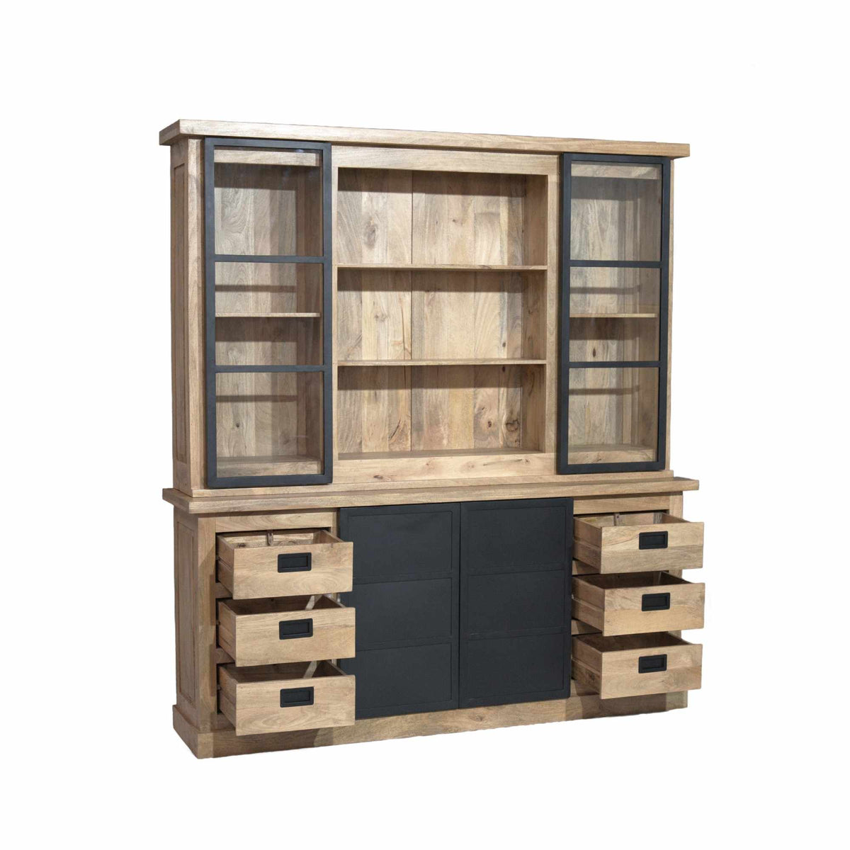 Display Cabinet – Mango Wood Construction, Metal Frame, Modern Design – Noa | Starfurn