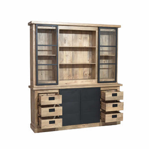 Display Cabinet – Mango Wood Construction, Metal Frame, Modern Design – Noa | Starfurn