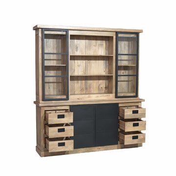 Vitrinenschrank – Mangoholz Konstruktion, Metallrahmen, Modernes Design – Noa | Starfurn