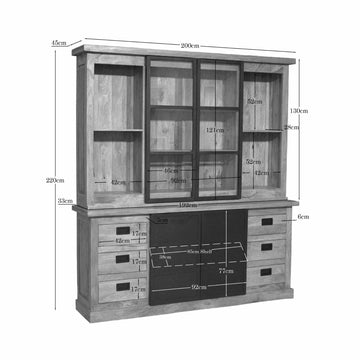 Vitrinenschrank – Mangoholz Konstruktion, Metallrahmen, Modernes Design – Noa | Starfurn
