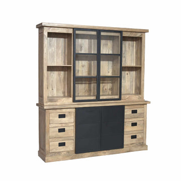 Vitrinenschrank – Mangoholz Konstruktion, Metallrahmen, Modernes Design – Noa | Starfurn