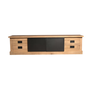 TV Unit – Mango Wood, Black Doors, Wood Strips – Noa | Starfurn