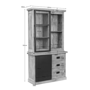 Vitrinenschrank – Mangoholz, Metalltüren, Holzstreifen – Noa | Starfurn
