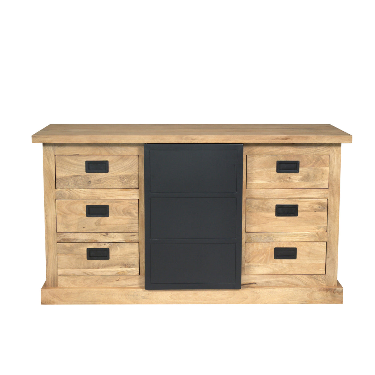 Sideboard – Mangoholz, Schwarztür, Holzstreifen – Noa | Starfurn