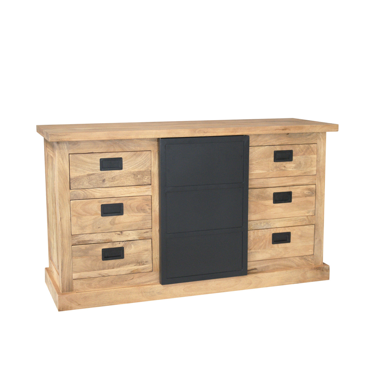 Sideboard – Mangoholz, Schwarztür, Holzstreifen – Noa | Starfurn