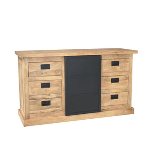 Sideboard – Mangoholz, Schwarztür, Holzstreifen – Noa | Starfurn