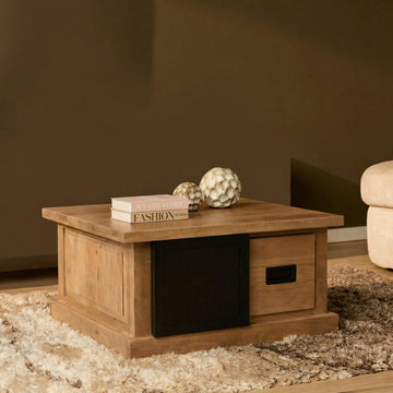 Couchtisch – Quadratisches Design, Mangoholz, Metallgestell – Noa | Starfurn